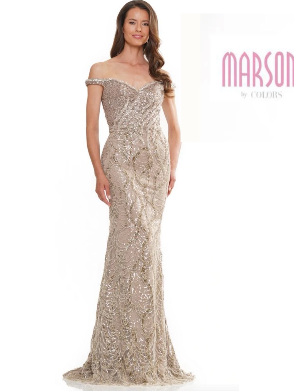 Marsoni by Colors MV1257 - Embellished Off Shoulder Evening Dress NWT. Size 16